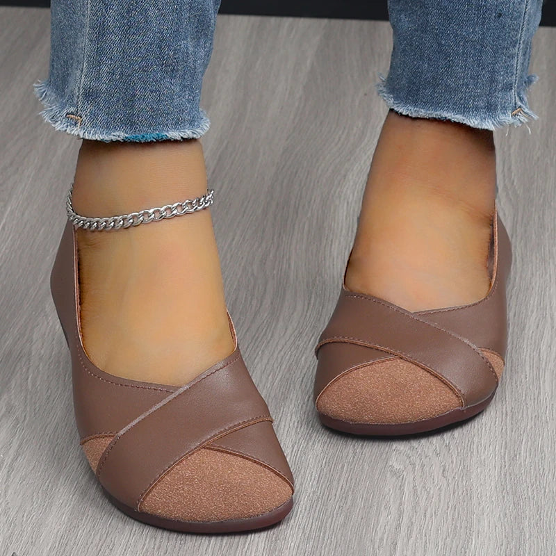 YZZJALK Women's Loafers - Casual Slip-On Flats with Splicing Design
