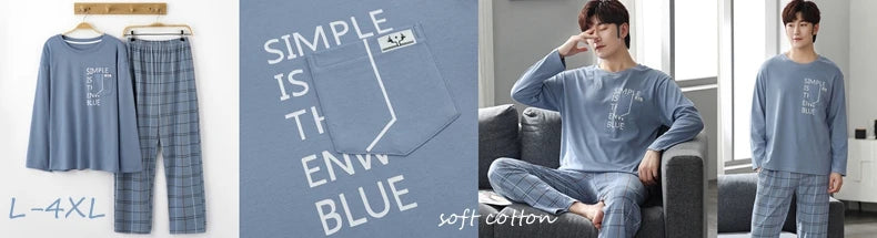 Elegant Man's Pajamas Loungewear 2023 Autumn Winter New Big Size 3xl 4xl Knitted Cotton Sleepwear Fashion Lounge Set Nightwear