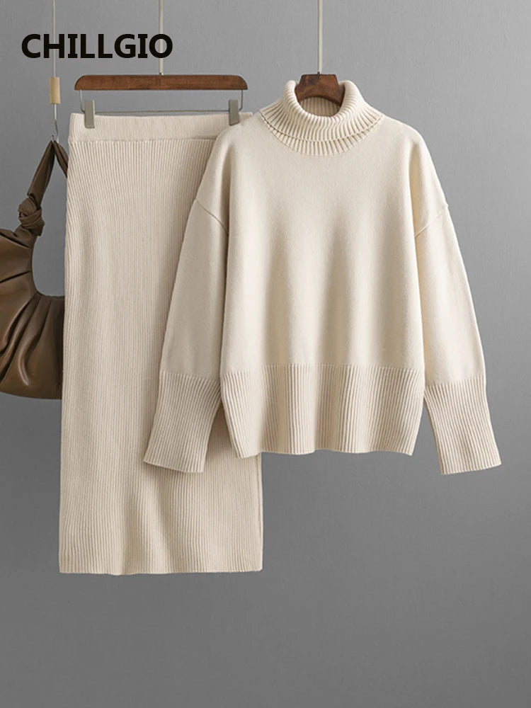 CHILLGIO Women’s Turtleneck Pullover Knit Dress - Comfortable & Stylish for Autumn/Winter