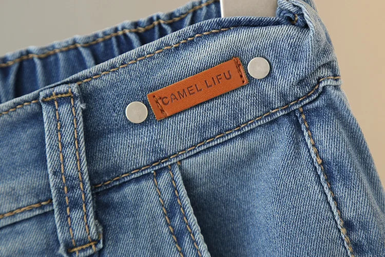 BISENMADE Women's High-Waist Slim Fit Stripe Harem Jeans with Pockets – Ankle-Length for Spring/Summer