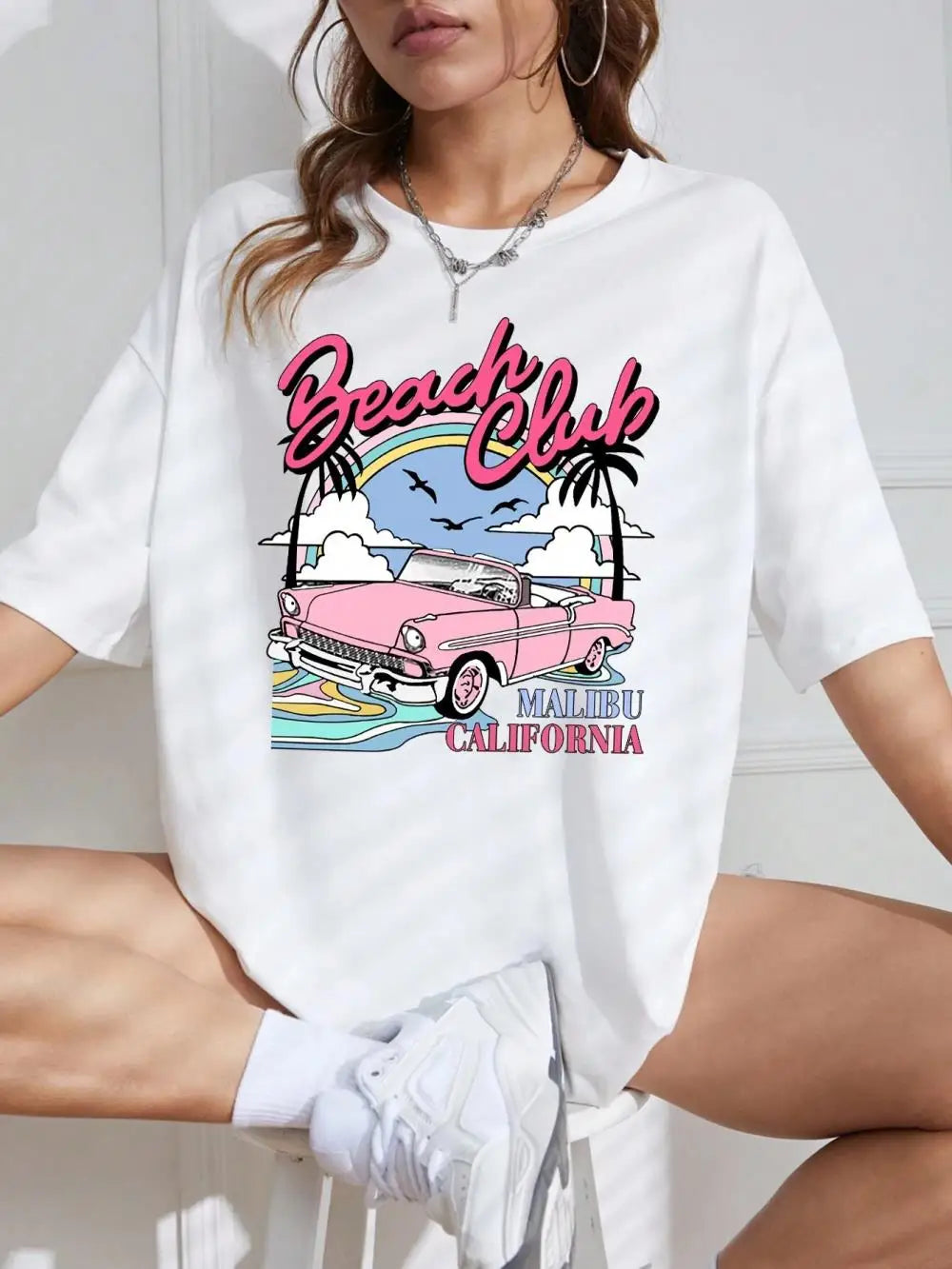 Teekossc Women's Junior Cartoon Printed Cotton T-Shirt - Casual Summer Top