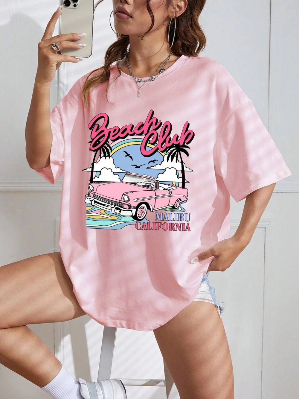 Teekossc Women's Junior Cartoon Printed Cotton T-Shirt - Casual Summer Top