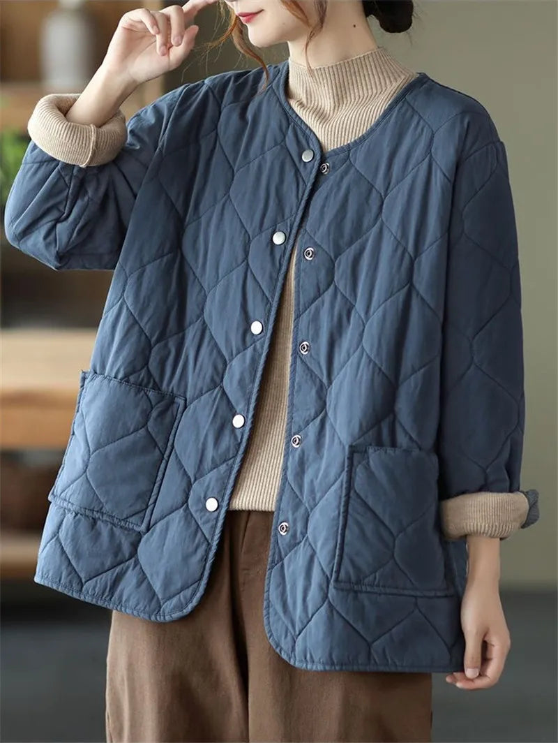 LUO. TAO. FUSH I Women's Winter Office Lady Coat – Single-Breasted Buttoned Short Jacket