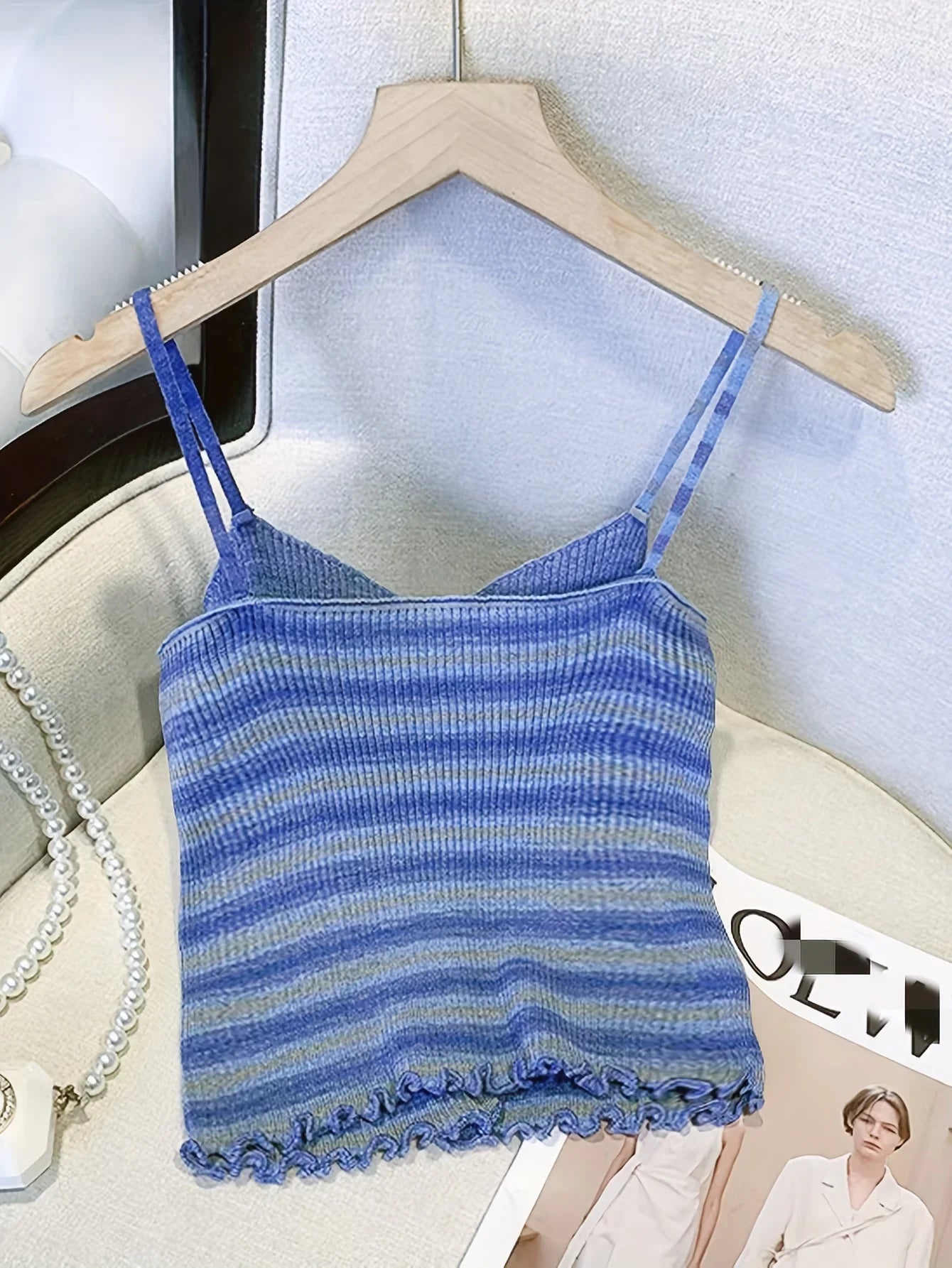Abebey Women's Super-Short Tie-Dye Knitted Top - Casual Summer Wear
