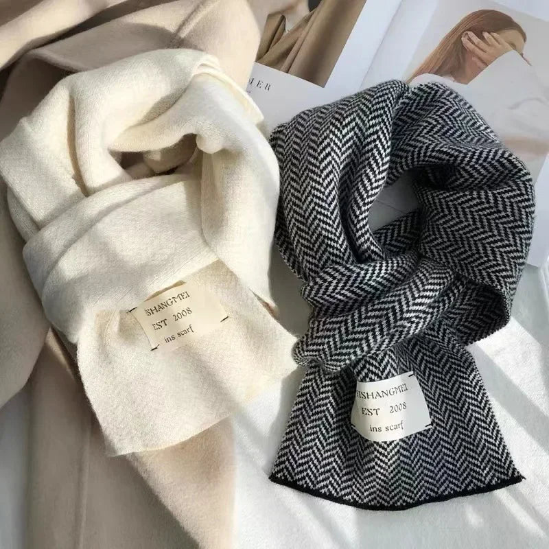 eTya Women's Winter Striped Knit Scarf - Polyester, Linen, Acetate, and Acrylic Fiber Blend