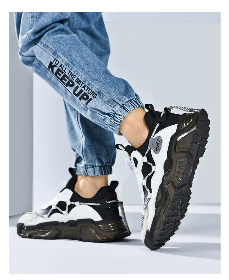 Yuzhy Men's Breathable Casual Lace-Up Shoes - Winter-Ready, Anti-Odor Sneakers