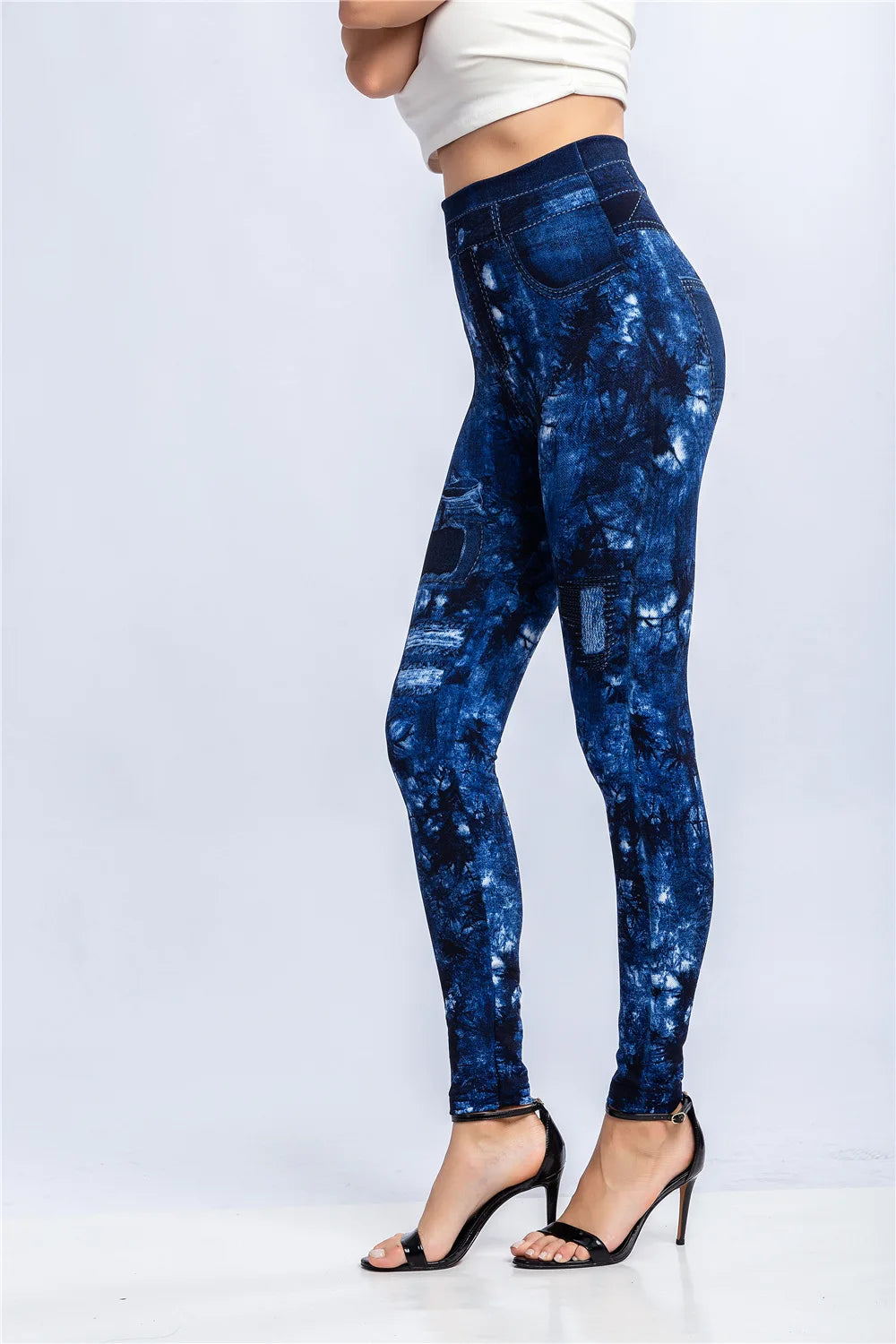 CUHAKCI Women's High-Waist Seamless Printed Leaf Leggings – Ankle-Length, Sexy Workout Gym Tights