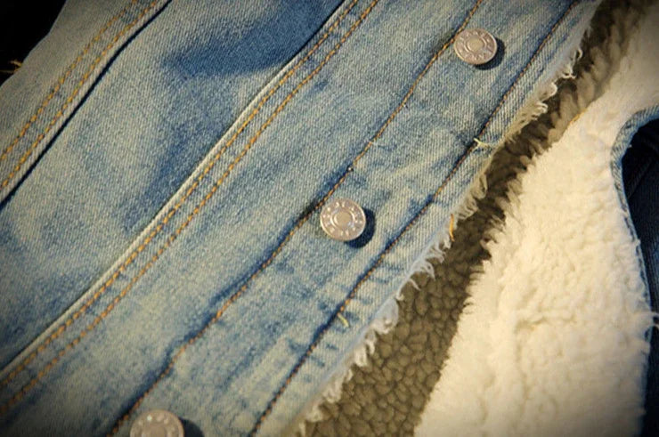 Shangkaka Men’s Vintage Slim Fit Denim Jacket - Autumn & Winter Outerwear