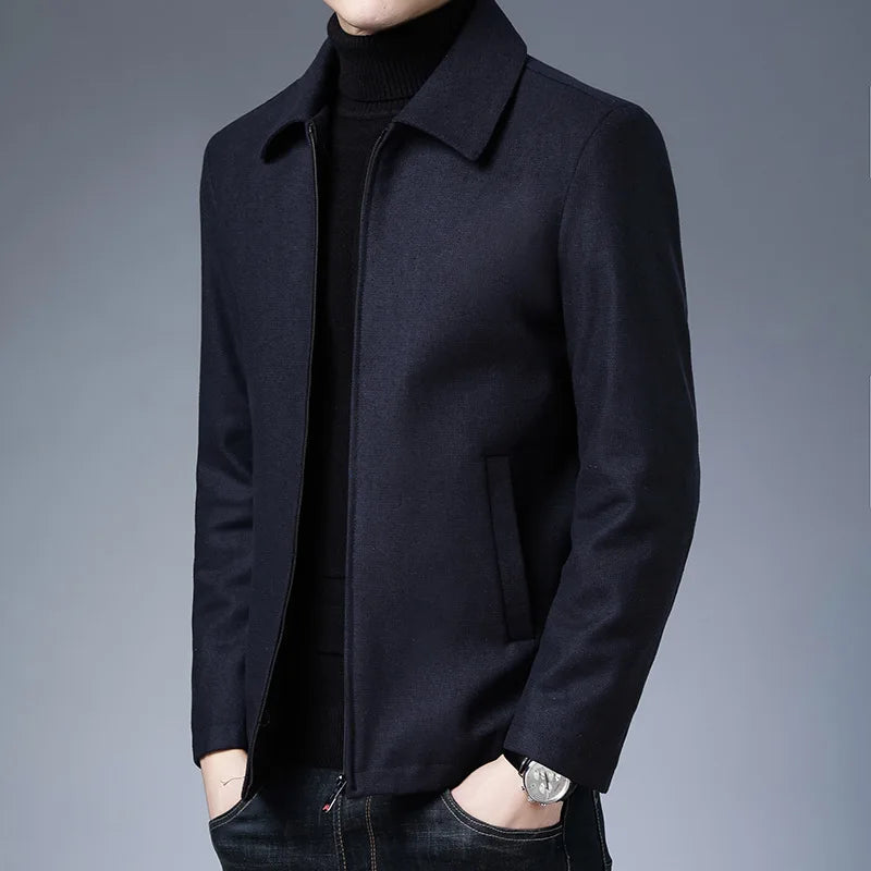 BULUOLANDI Men’s Casual Winter Jacket - Zipper Closure, Turn-down Collar, Regular Fit