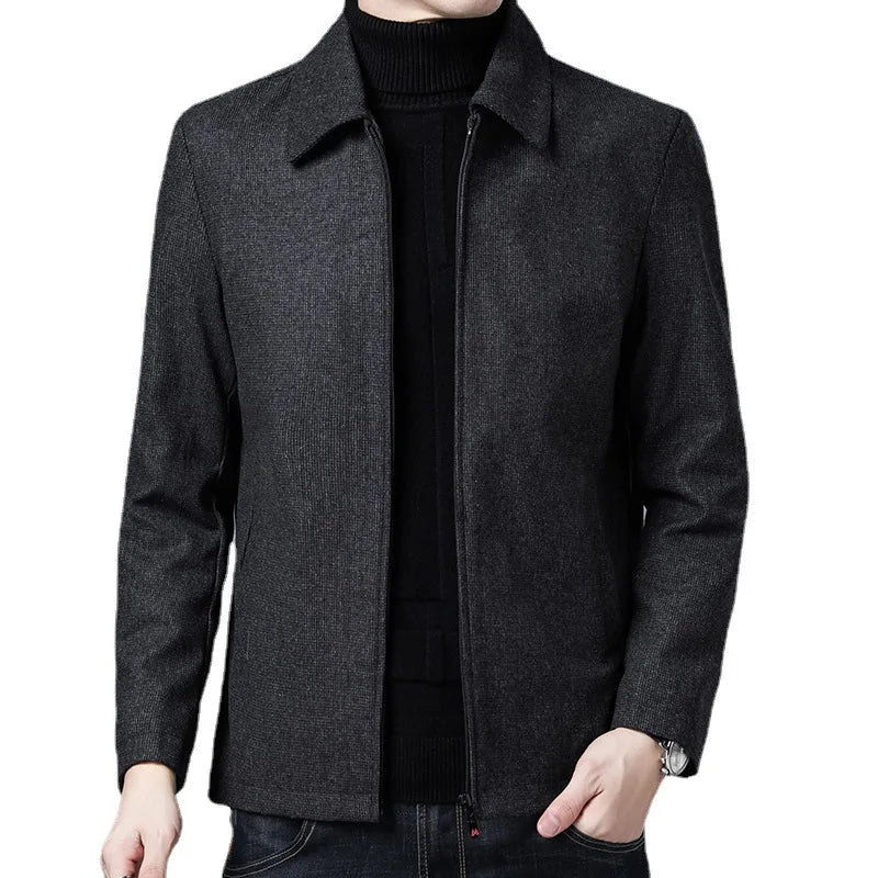BULUOLANDI Men’s Casual Winter Jacket - Zipper Closure, Turn-down Collar, Regular Fit