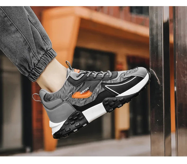 NoEnName_Null Men's Casual Lace-Up Shoes - Winter-Ready Leather Sneakers