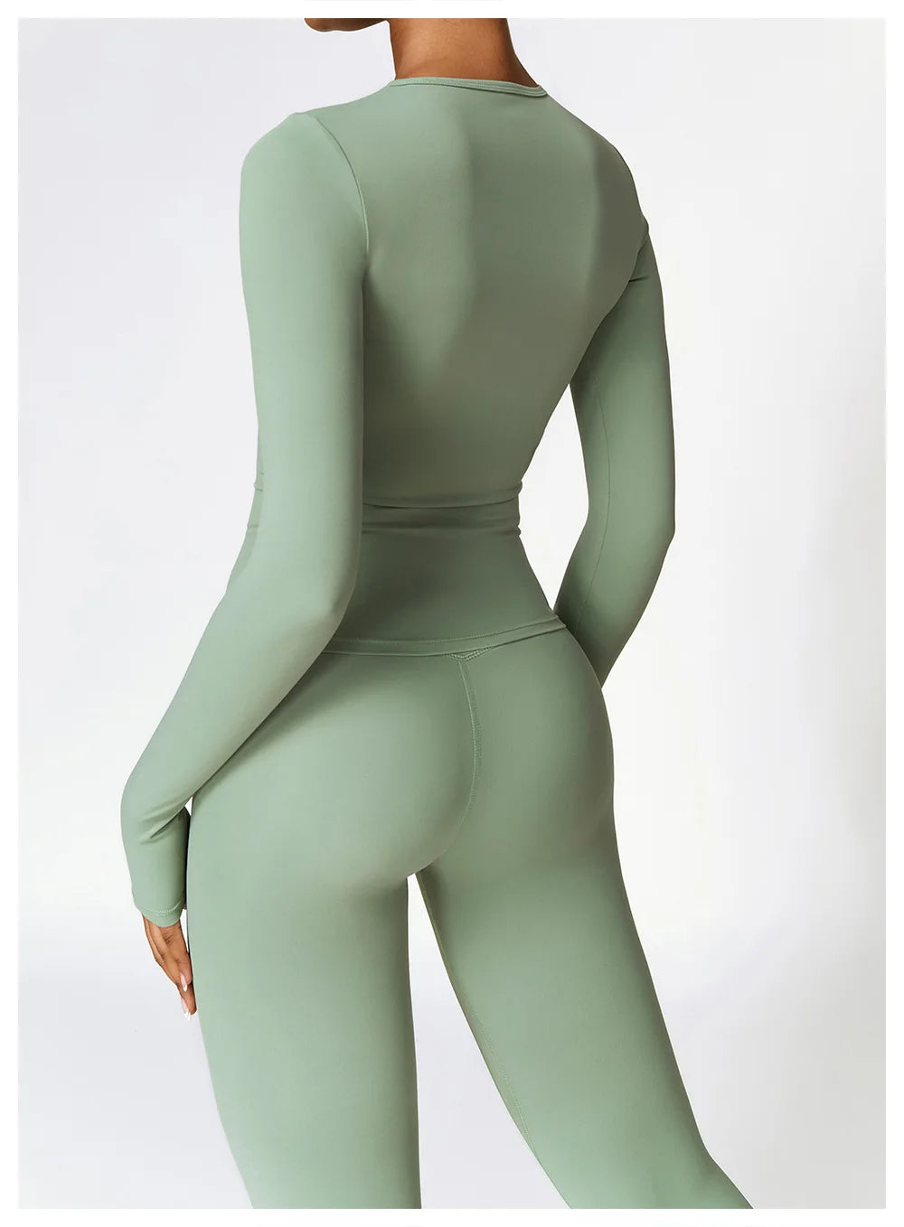 YEHAN Women's Sporty Yoga Set - High Waist, Quick Dry, Spandex/Nylon, Full Sleeve