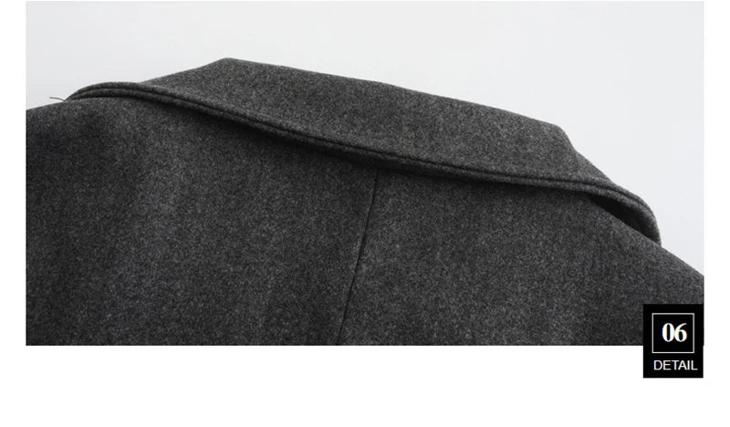 Winter Wool Overcoats Mens Outdoor Casual Double-breasted Turndown Collar Coats.