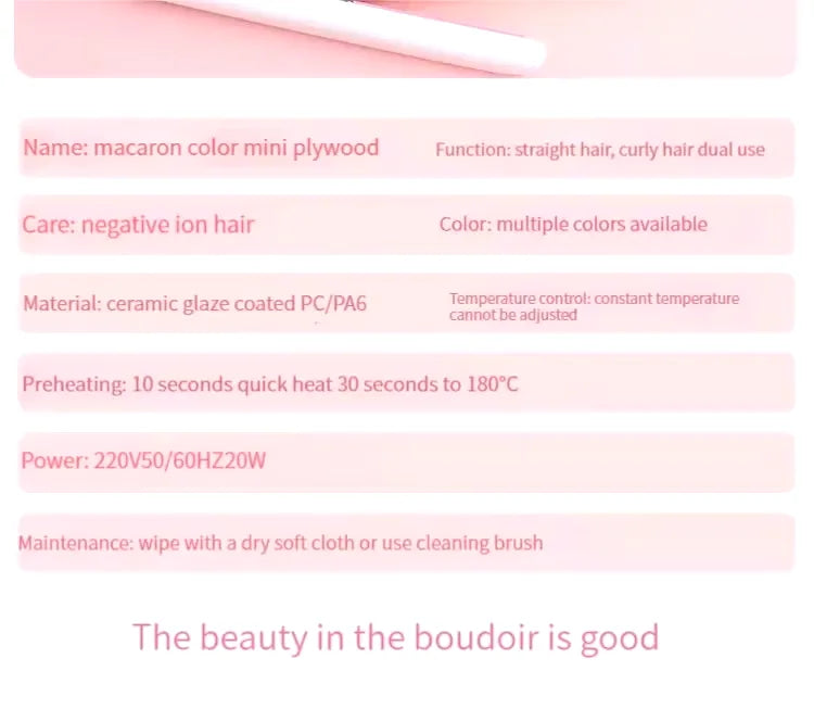 Curly Hair Styling and Straightening Comb Even Heat Distribution No Damage To Hair Styling Clips ands  Mini Hair Straightening Irons