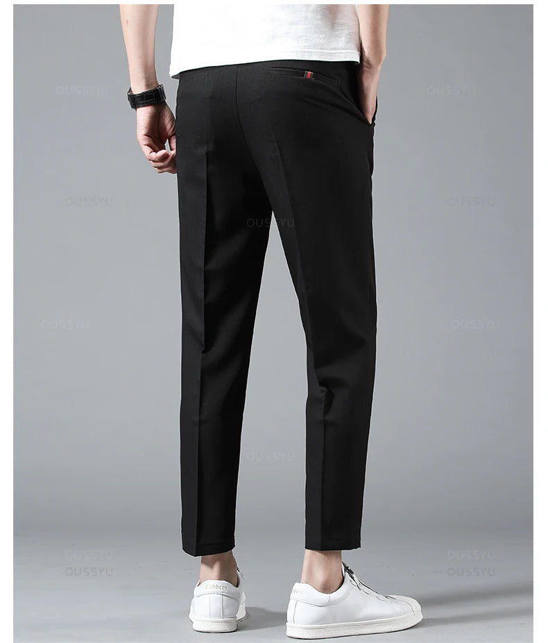OUSSYU Men’s Smart Casual Straight-Leg Pants – Lightweight Summer Collection
