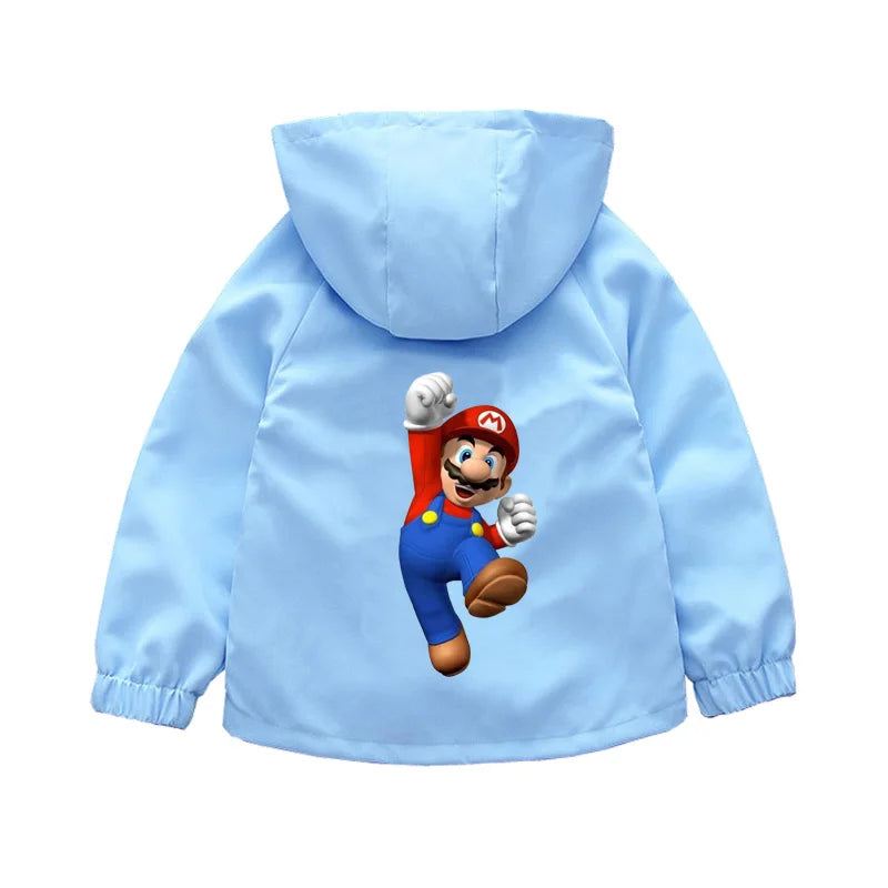 Spring Boys and Girls Cartoon Super Mario Zipper Hoodies Jacket for 1-10 Years