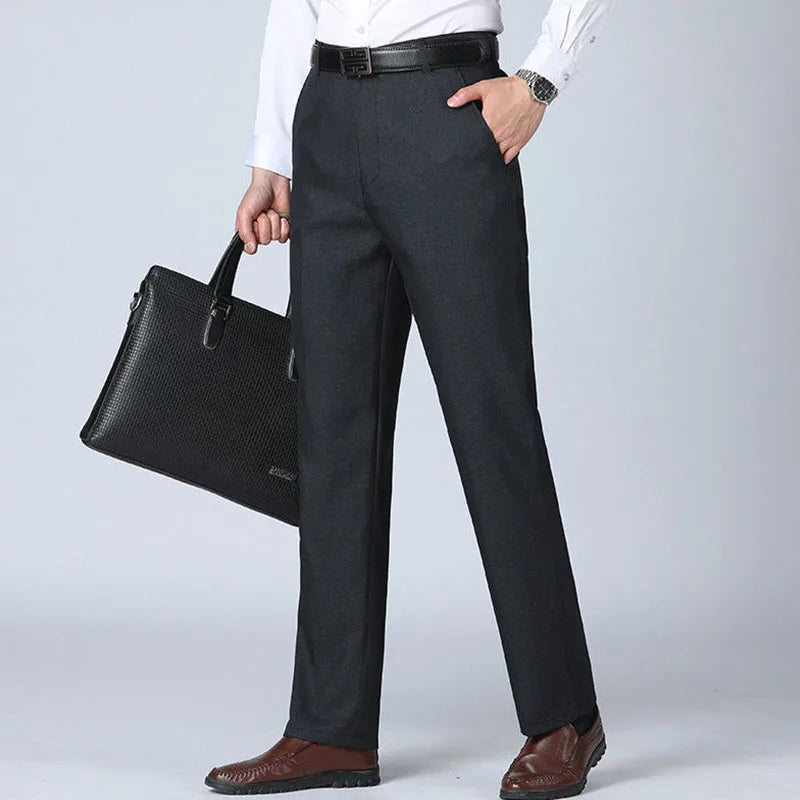 Spring Autumn New Business Office Streetwear Fashion Men's Solid Pocket Loose Casual Straight Full Trousers 29-40