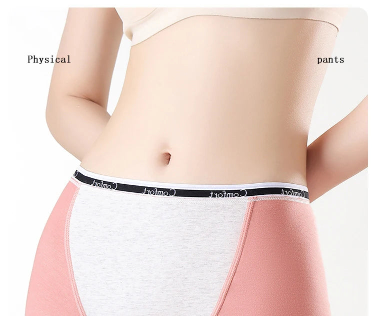 Chen Asta Women High-Rise Cotton Briefs Soft & Comfortable Solid Color Menstrual Panties