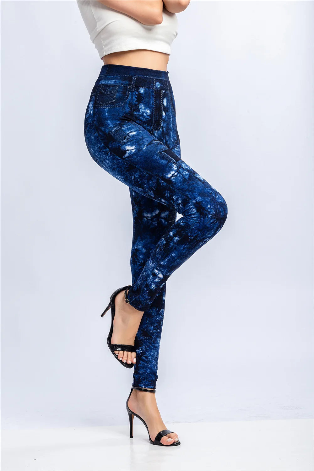 CUHAKCI Women's High-Waist Seamless Printed Leaf Leggings – Ankle-Length, Sexy Workout Gym Tights