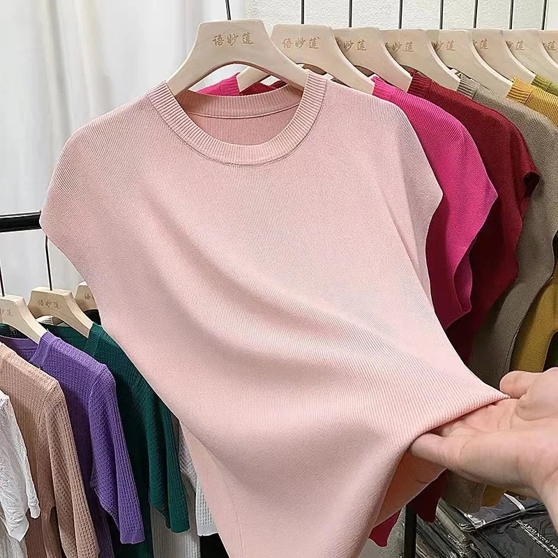 Women's Summer Casual Sleeveless O-Neck Tee ZX1615 by NoEnName_Null