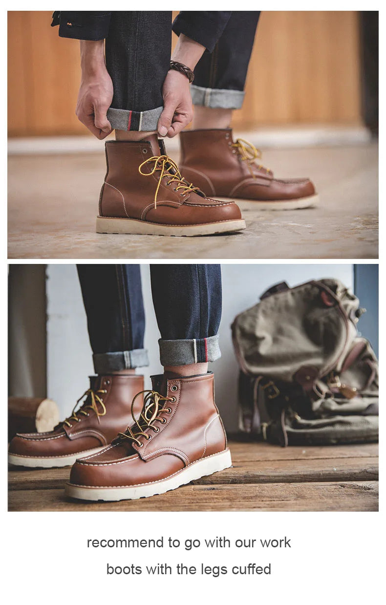 MADEN Men’s Safari Style Slim Fit Straight-Leg Denim Jeans - Embroidered, Vintage-Inspired with Raw Denim Finish