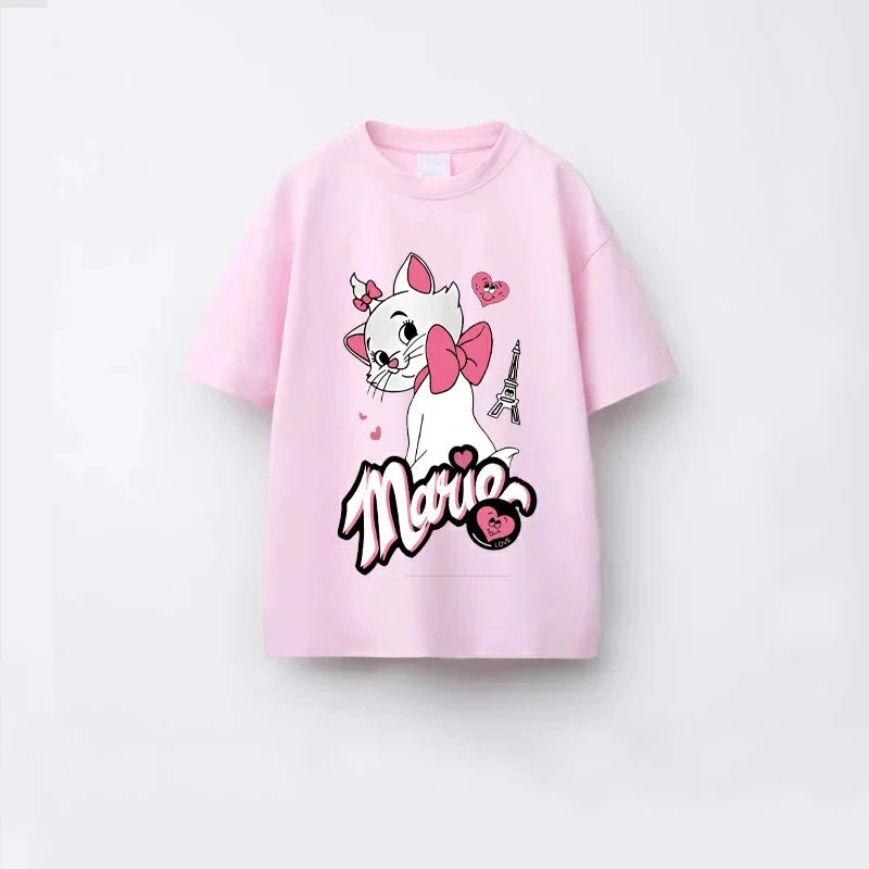 Disney Girls' Cartoon Knit Tee – Casual Summer Top for Ages 7–13