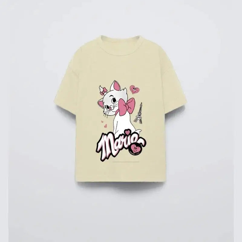 Disney Girls' Cartoon Knit Tee – Casual Summer Top for Ages 7–13