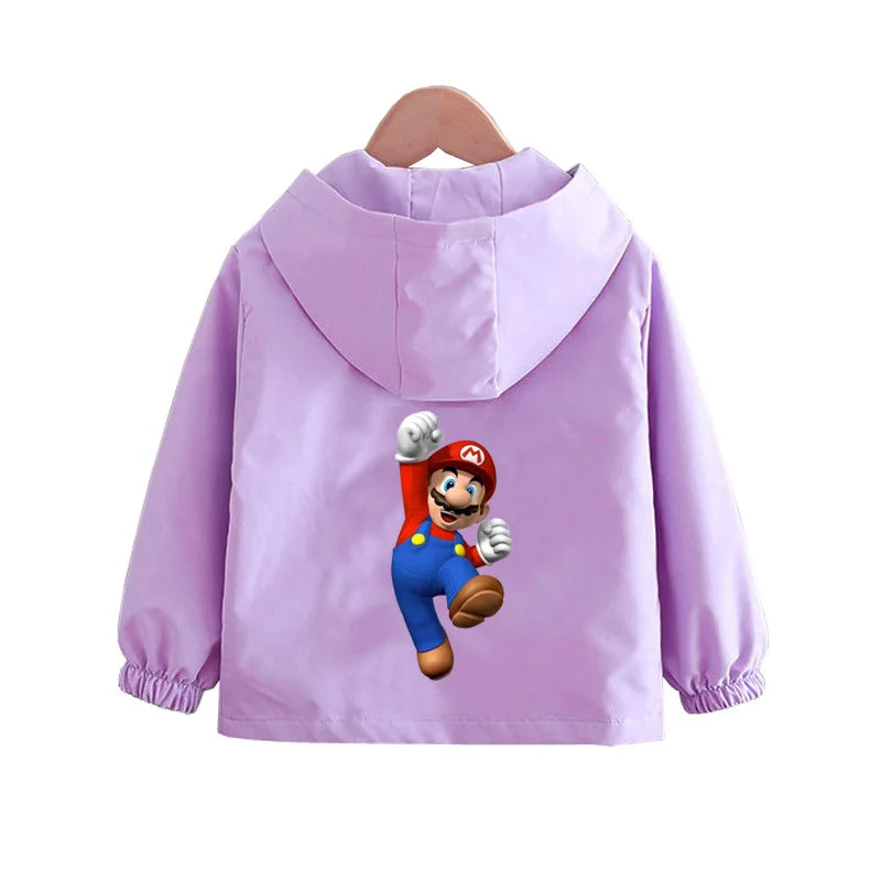 Spring Boys and Girls Cartoon Super Mario Zipper Hoodies Jacket for 1-10 Years