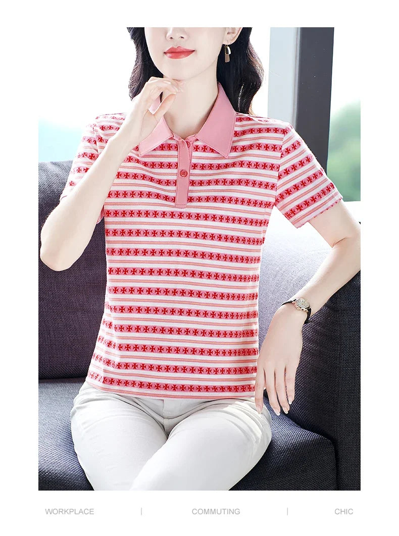 Moeroshe Casual Contrast Color Cotton Polo Shirt – Summer 2024 Collection