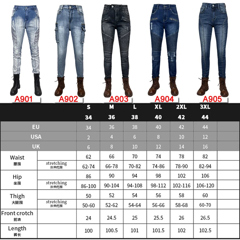 EvoHiker Women's Motorcycle Protective Jeans - Fireproof & Wearable Biker Pants