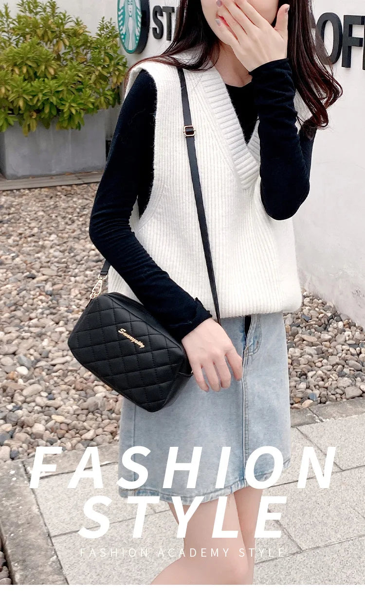 NoEnName_Null Canvas Shoulder Bag for Women – Stylish Square Shape with Organic Cotton Lining