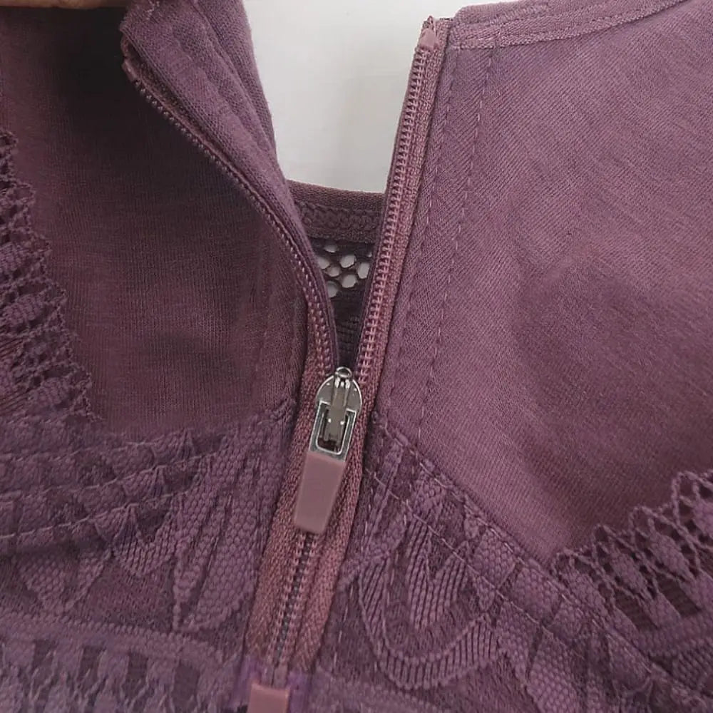 HEALMEYOU Women's Wireless Push-Up Bra – Front Closure, Full Cup, Geometric Pattern