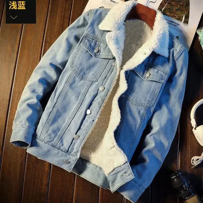 Shangkaka Men’s Vintage Slim Fit Denim Jacket - Autumn & Winter Outerwear
