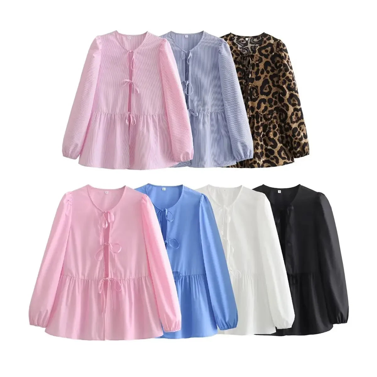 ASDS Women's Vintage Ruffled O-Neck Loose Fit Long Casual Shirt – Puff Sleeve, Single Breasted, Polyester Broadcloth