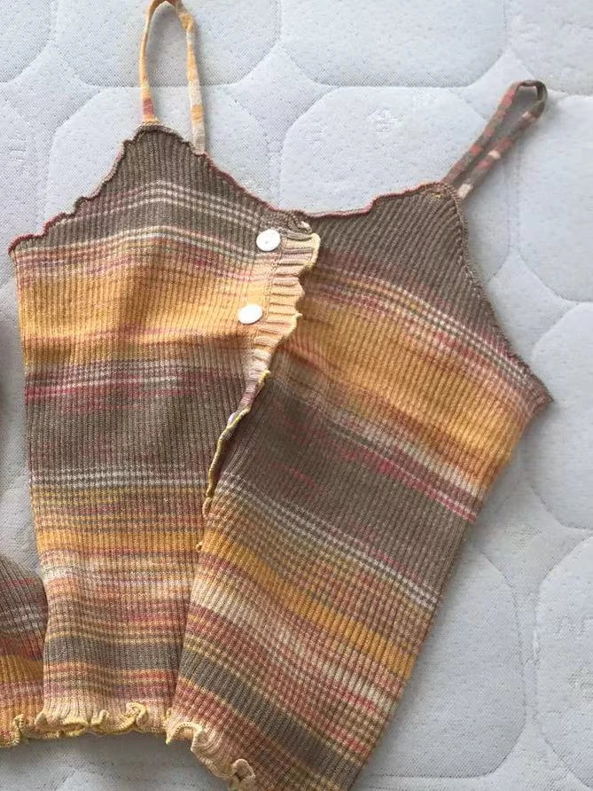 Abebey Women's Super-Short Tie-Dye Knitted Top - Casual Summer Wear