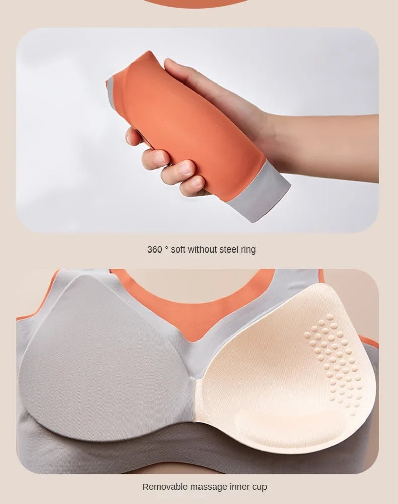 KING'S FAITH Women's Floral Push-Up Bra - Wire-Free, Front Closure, Everyday Comfort