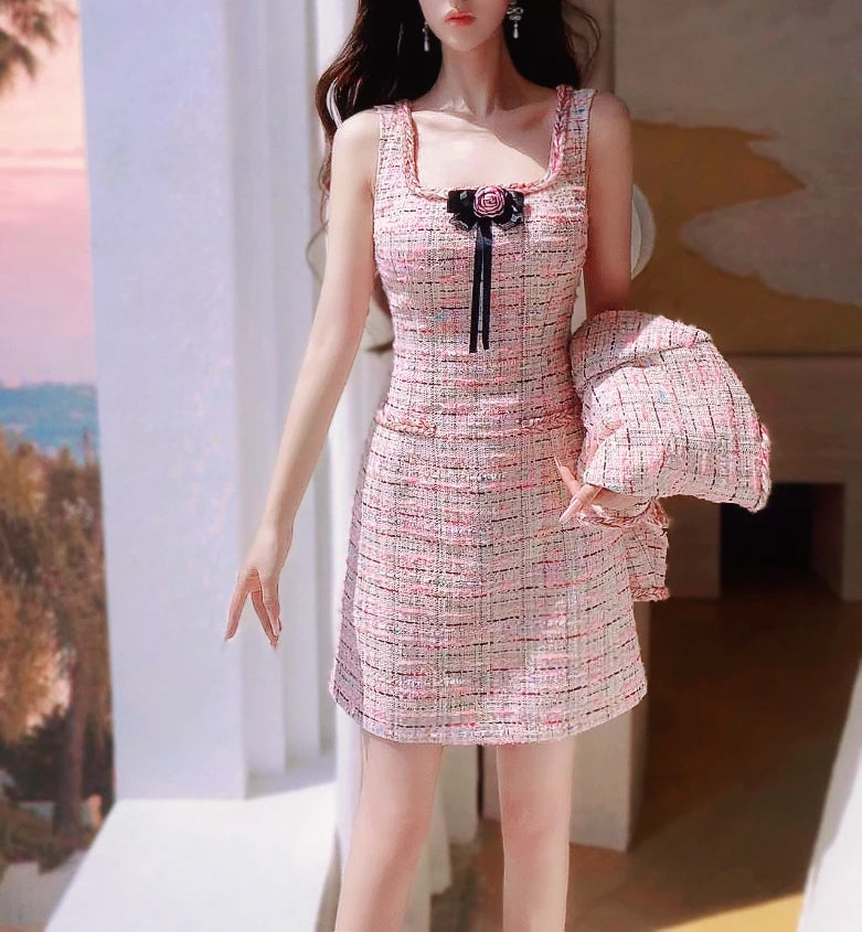 Dabuwawa Women's England Style Plaid A-Line Dress with Tassel, Button, and Patchwork Details – Autumn/Winter Collection