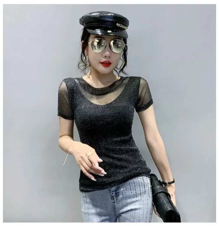 NoEnName_Null Women's Casual O-Neck Summer Tee – Solid Color, Slight Stretch, Short Sleeves