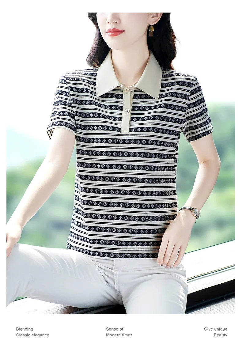 Moeroshe Casual Contrast Color Cotton Polo Shirt – Summer 2024 Collection