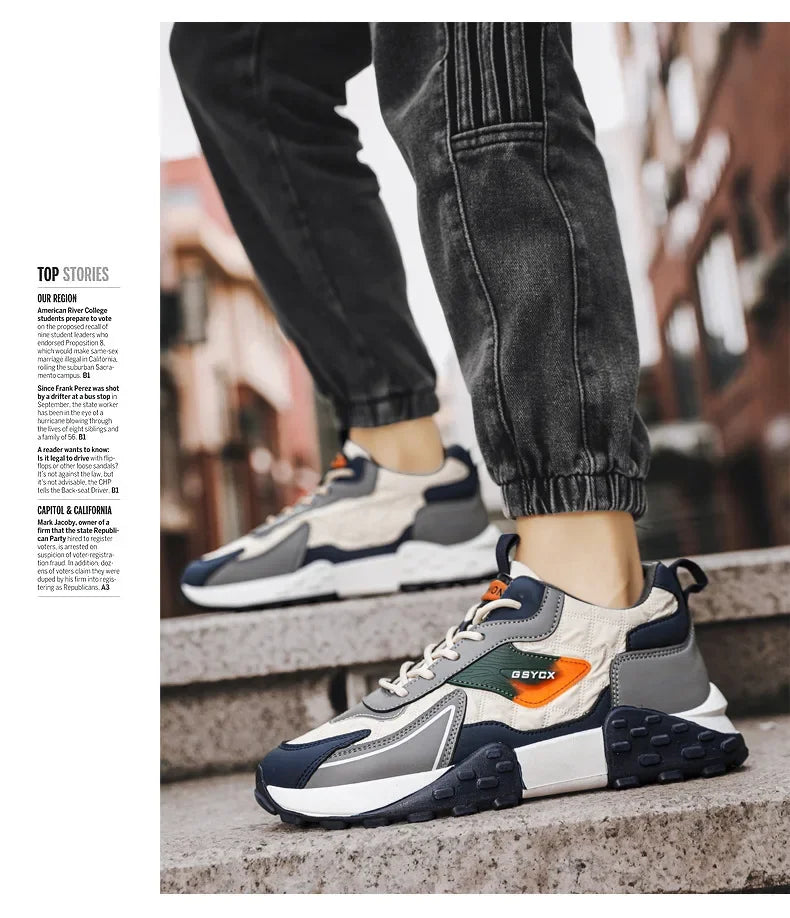 NoEnName_Null Men's Casual Lace-Up Shoes - Winter-Ready Leather Sneakers