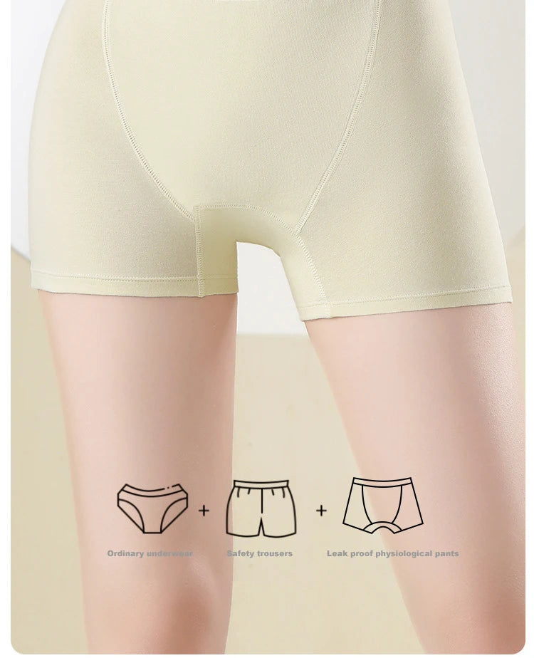 Chen Asta Women High-Rise Cotton Briefs Soft & Comfortable Solid Color Menstrual Panties