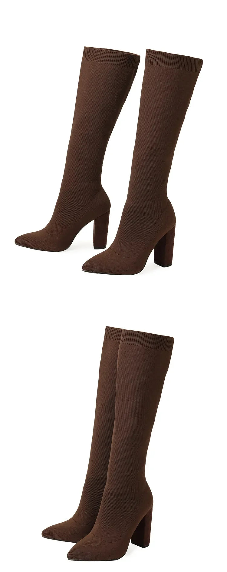 NoEnName_Null Stretch Boots for Women – Knee-High, Pointed Toe, Super High Heel, Winter Fashion