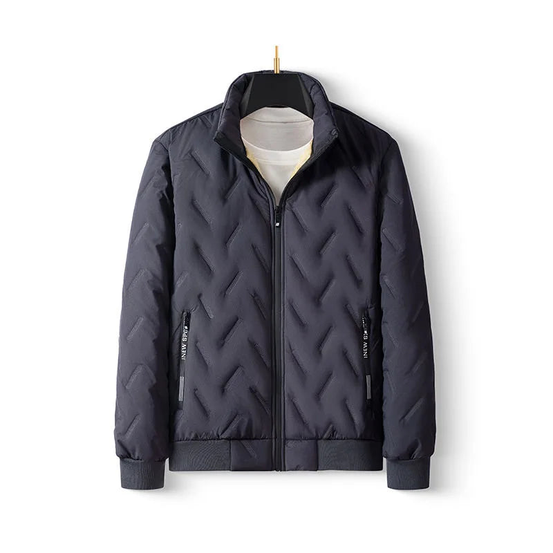 NoEnName_Null Men's Casual Zipper Jacket – Thick Polyester Outerwear for Autumn & Winter