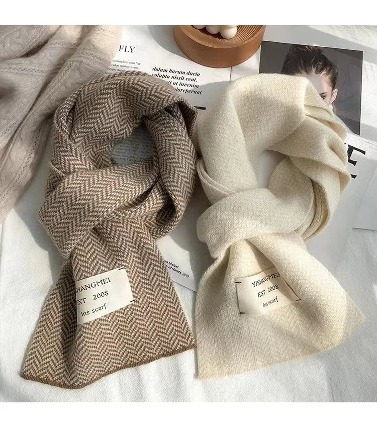 eTya Women's Winter Striped Knit Scarf - Polyester, Linen, Acetate, and Acrylic Fiber Blend
