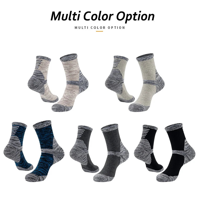 YWSLRC Men's Cotton Hiking Socks – Elastic, Anti-Slip, Moisture-Wicking for Daily & Exercise