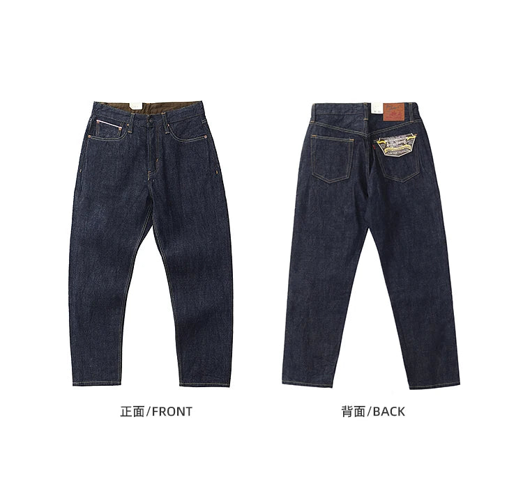 Iceupsnow Men’s Vintage High-Waist Loose Fit Plaid Denim Jeans - Full-Length Straight-Leg for Winter