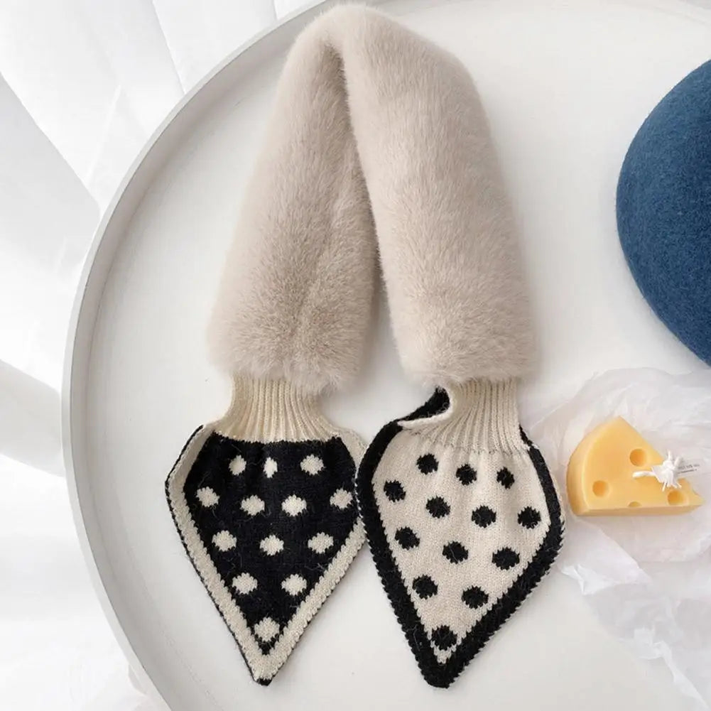 NoEnName_Null Women's Winter Splice Plush Scarf – Stylish & Cozy Casual Accessory