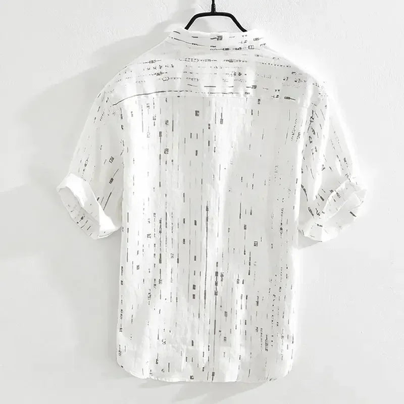 Summer Men Clothing 2025 New Fashion Casual Versatile Shirt Short-sleeved Top Loose Printed Thin