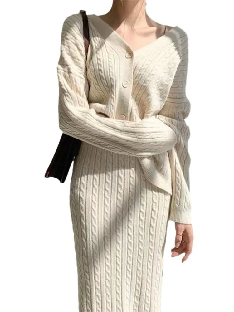 MsChuh Women’s V-Neck Knitted Sheath Dress - Elegant Button-Down, Slim Fit for Office & Casual Wear