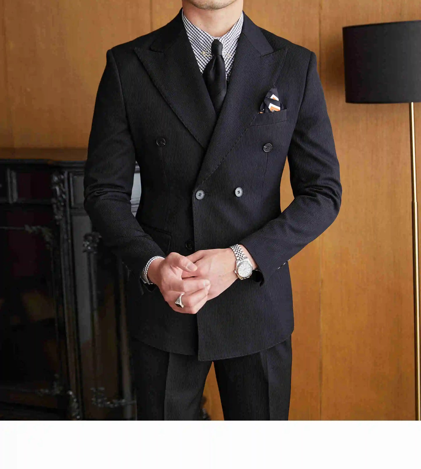 NSTOPOS Men's Business Slim Fit Double-Breasted Suit – Four Seasons Collection 2023